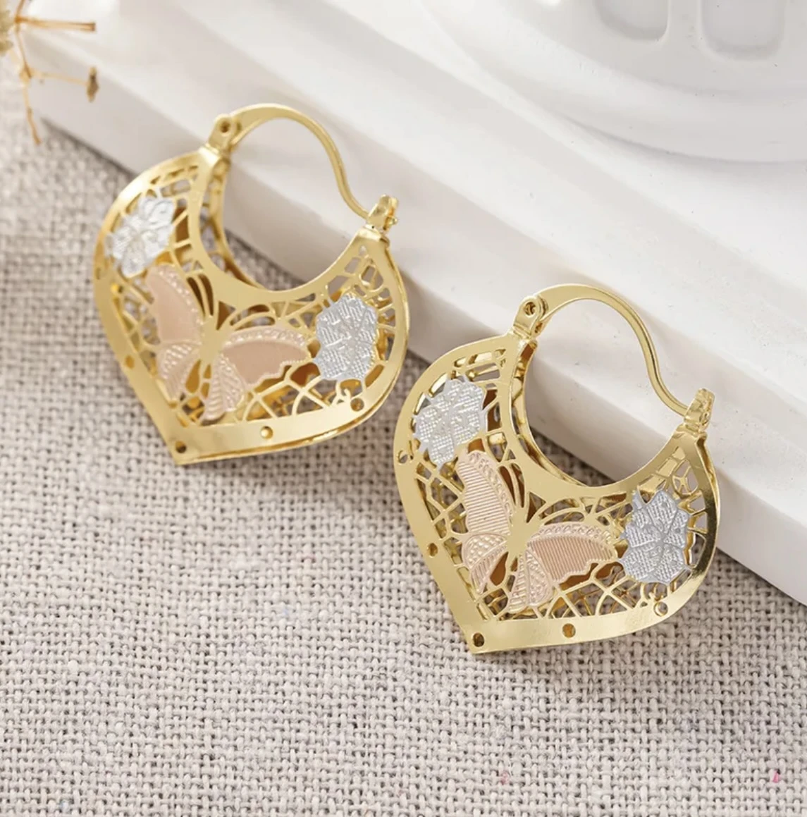 Tricolor Butterfly Hoops