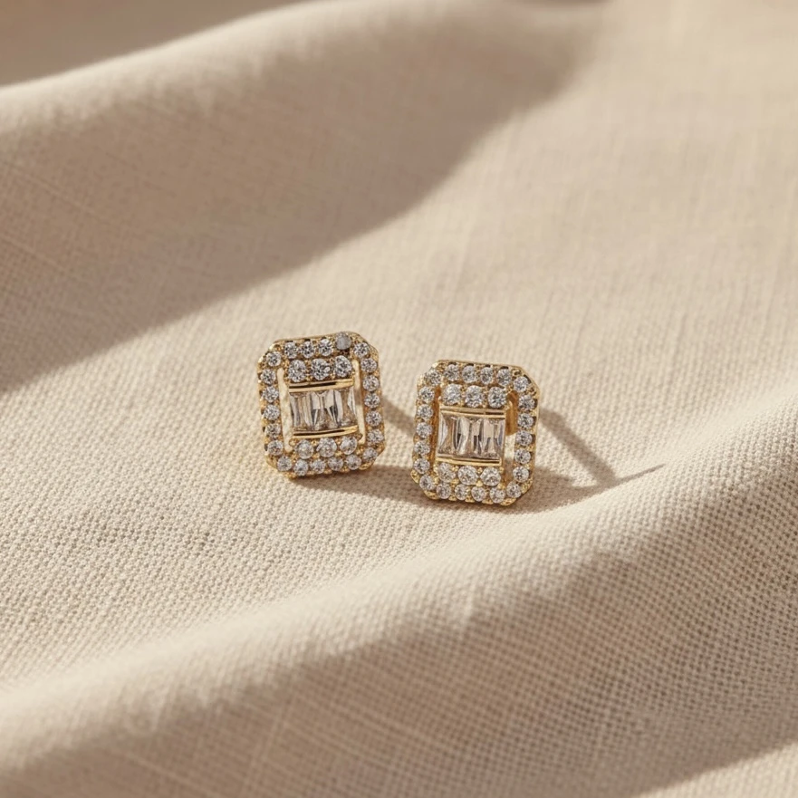 The Royal Emerald-Cut Studs Earrings
