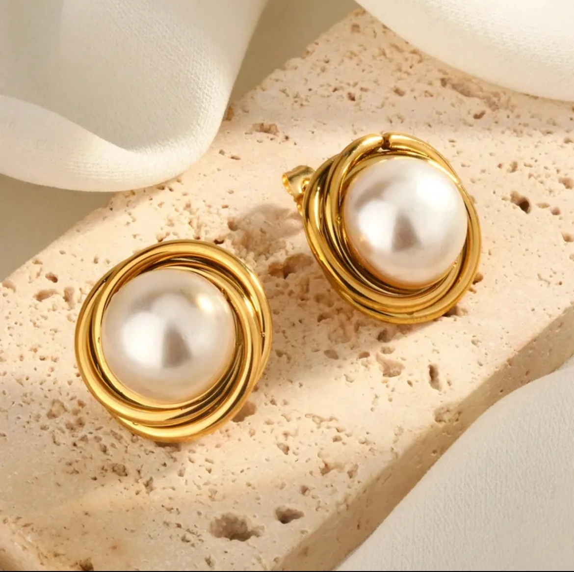 Pearl Center Abstract Earrings