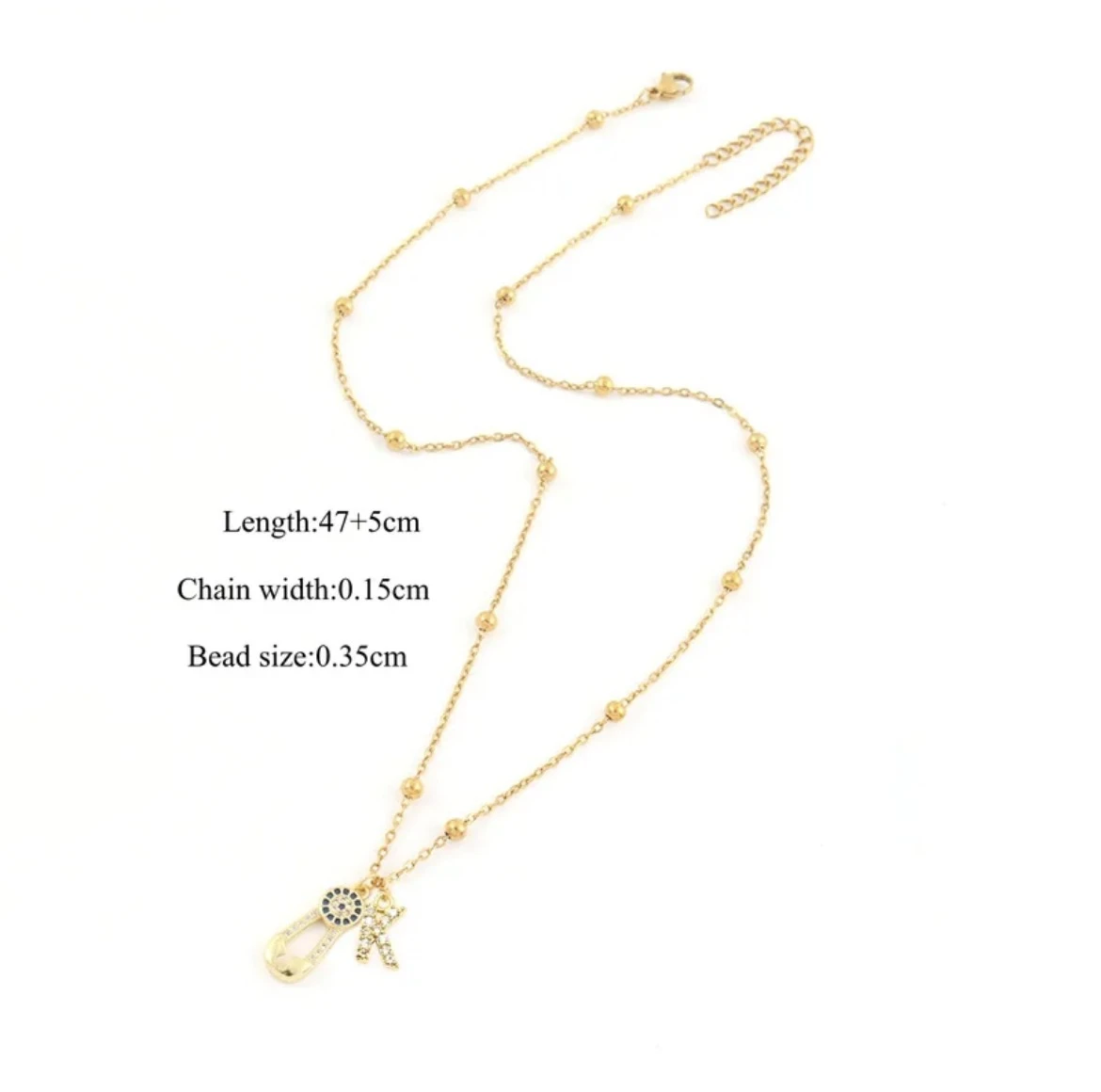 Evil Eye K Initial Necklace