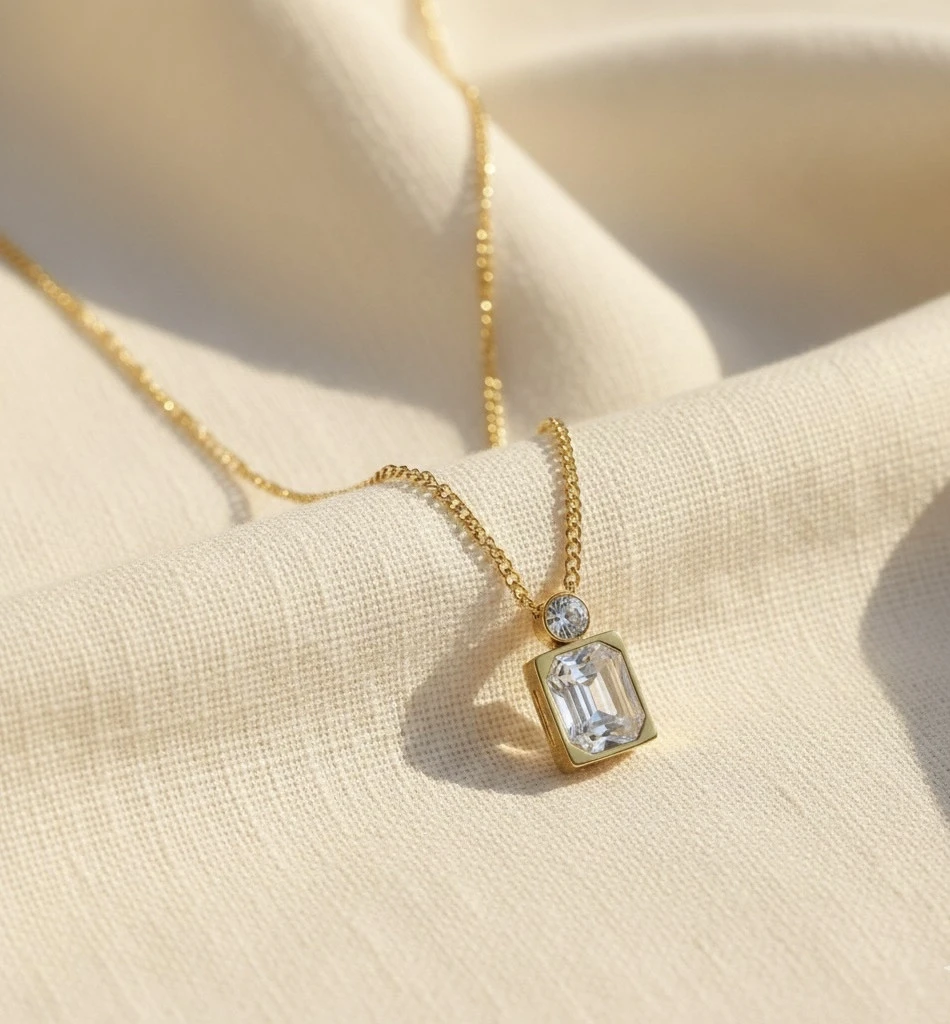 Golden Aura Solitaire Necklace
