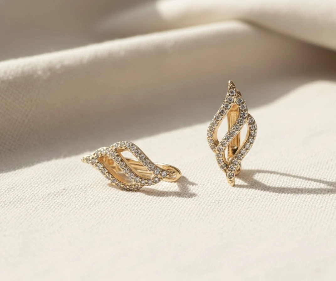 Golden Wave Hoops Earrings