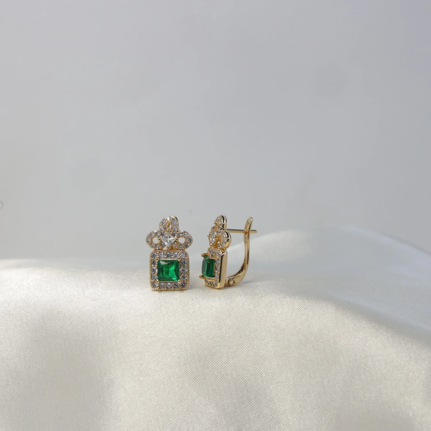 Emerald Drop Hoop Earrings