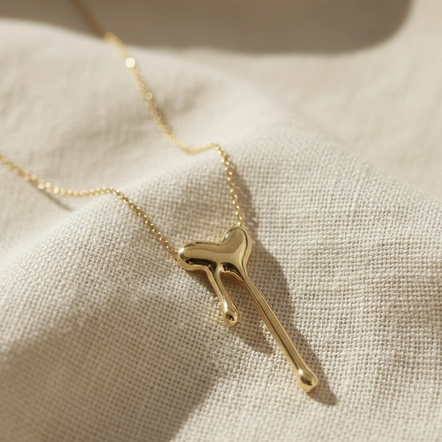 Golden Spill Heart Necklace