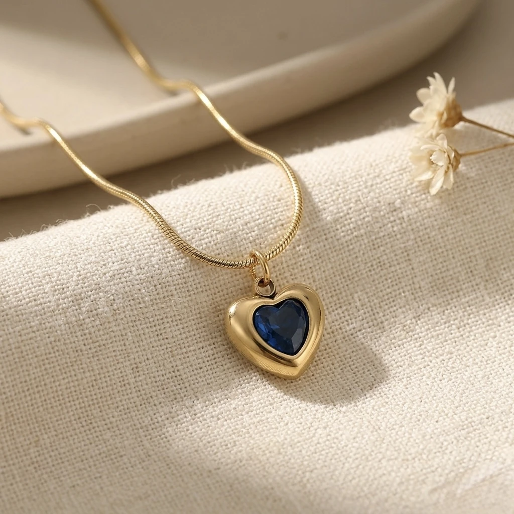 Chunky Blue Heart Necklace