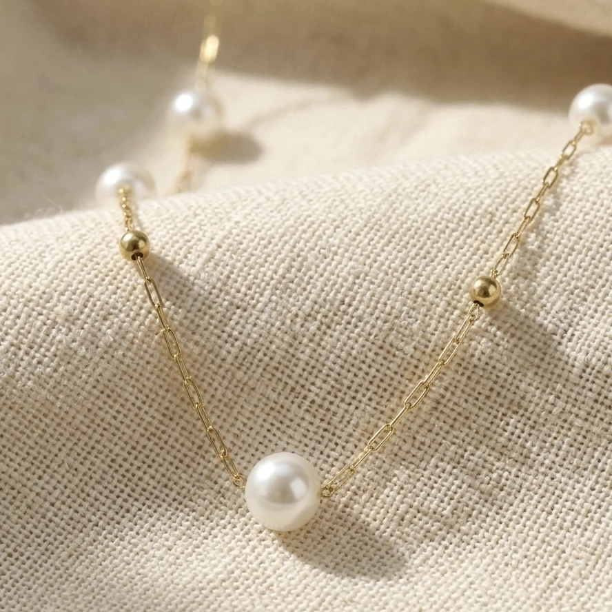 Beaded Dot Station Necklace