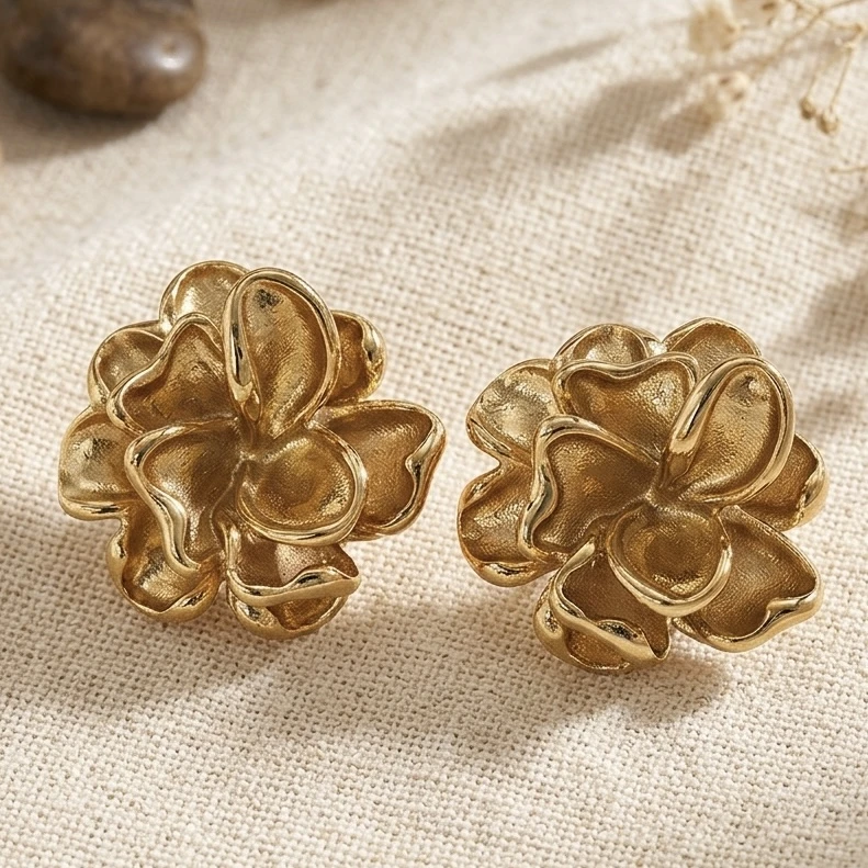 Wildflower Gold Petal Studs