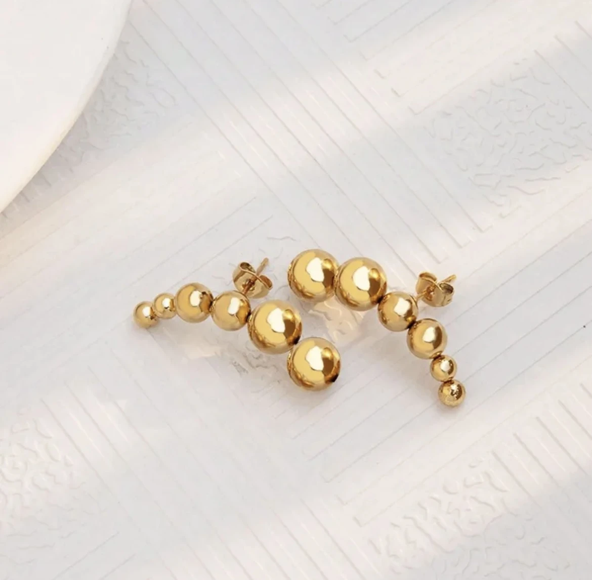 Gold Ball Crawler Earrings