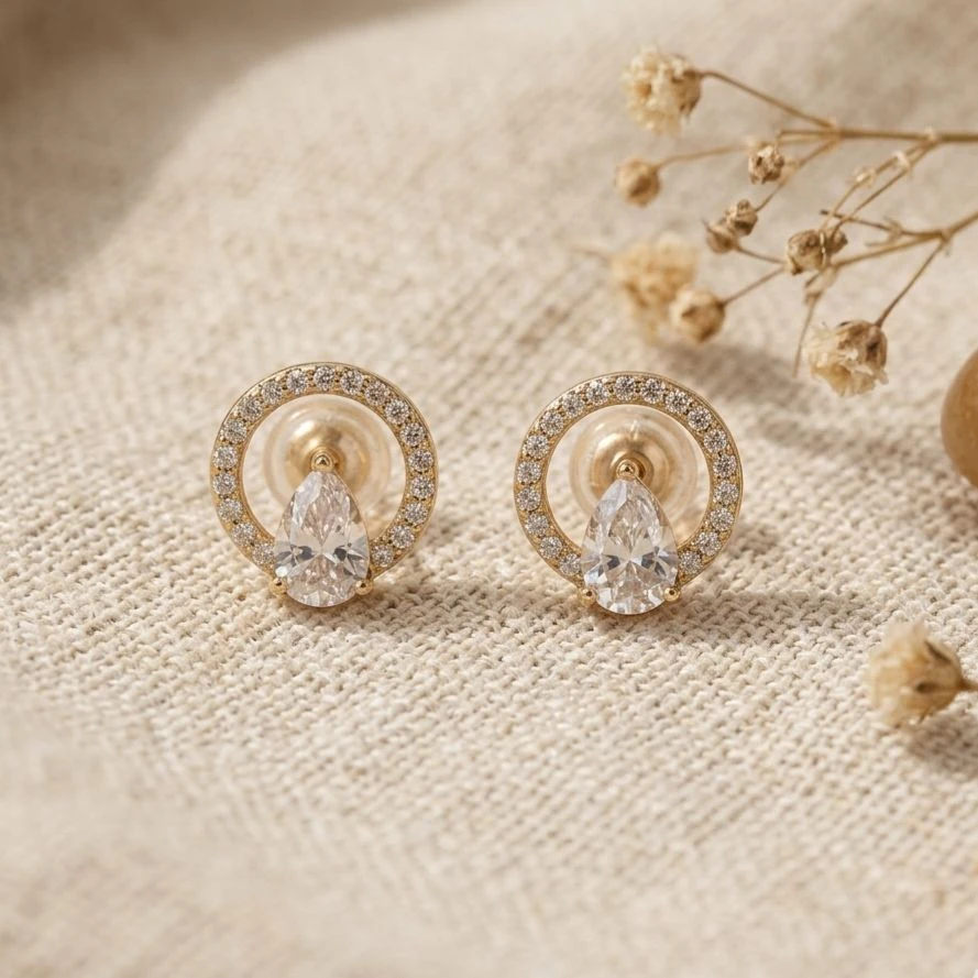 The Royal Teardrop Halo Earrings