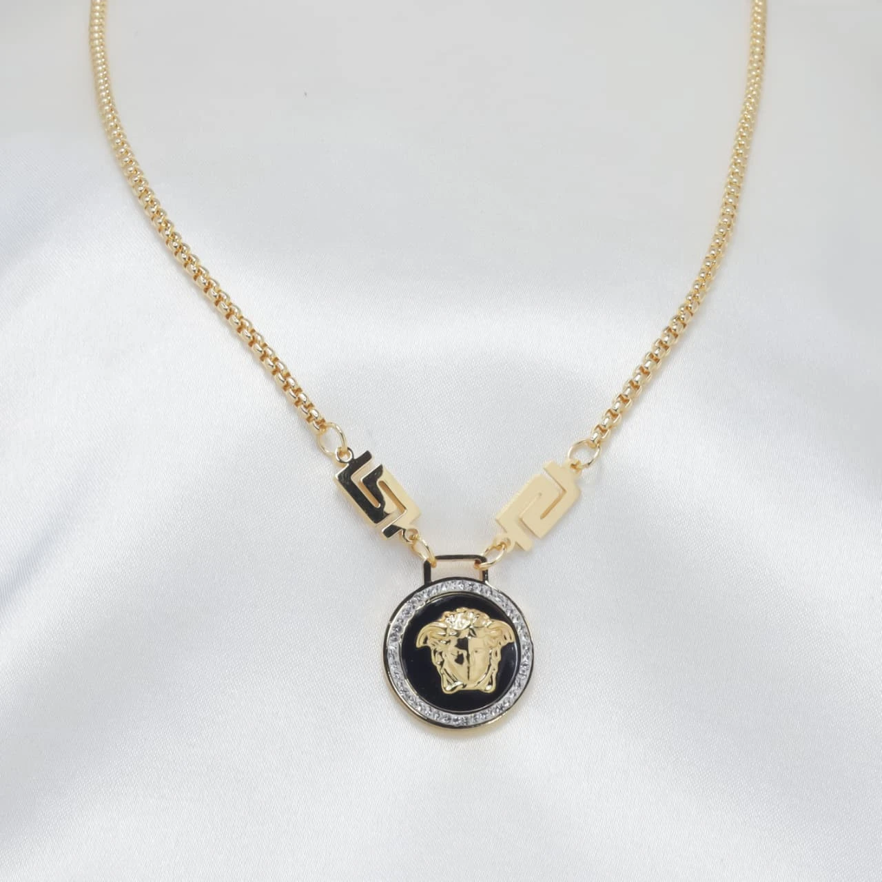 The Medusa Greca Black  Necklace