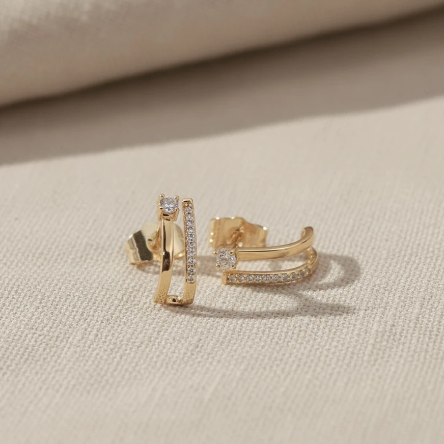 The Parallel hoops Studs