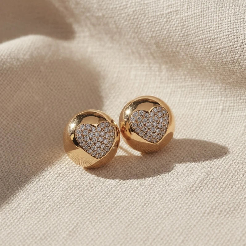 Stone-studded Heart Earrings