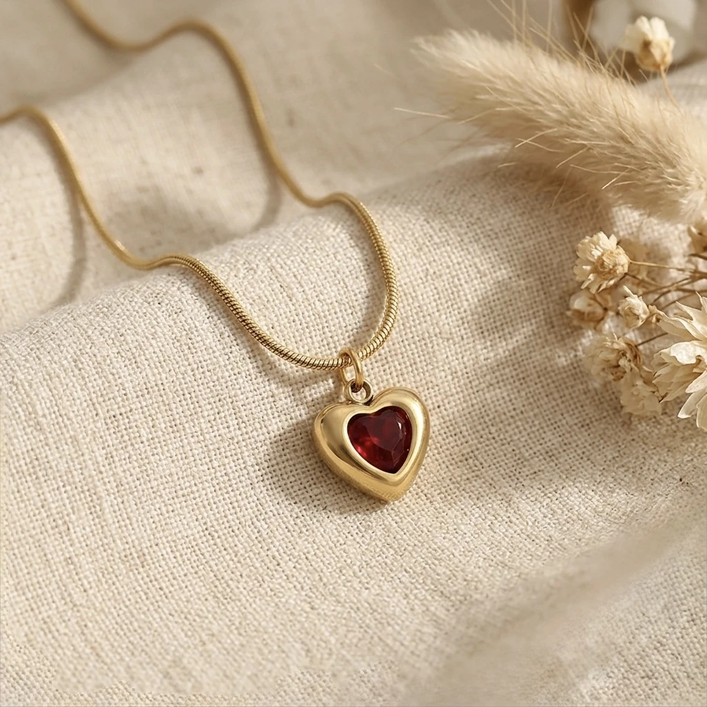 Chunky Red Heart Necklace