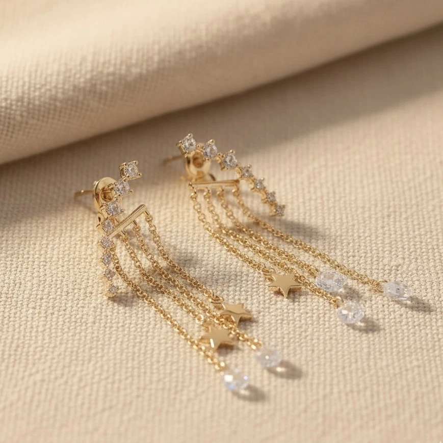 The Sparkling Comet Climber Earrings