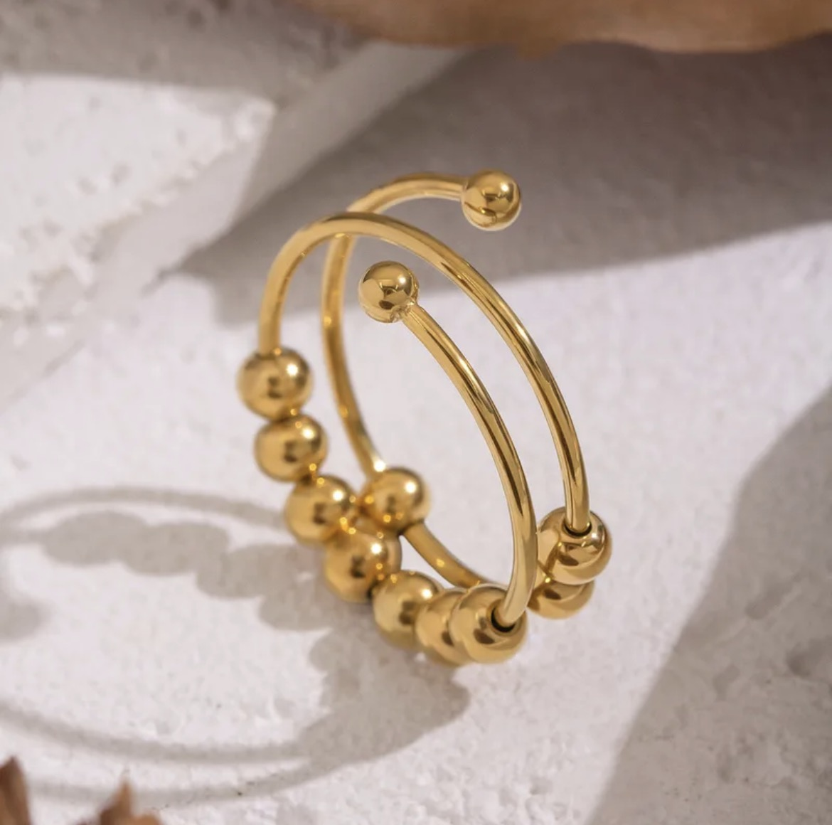 Gold Beads Adjustable  Ring