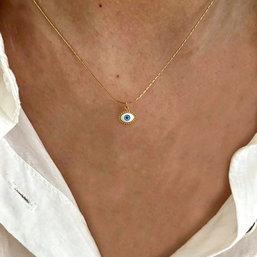 Oval Nazar Charm Necklace