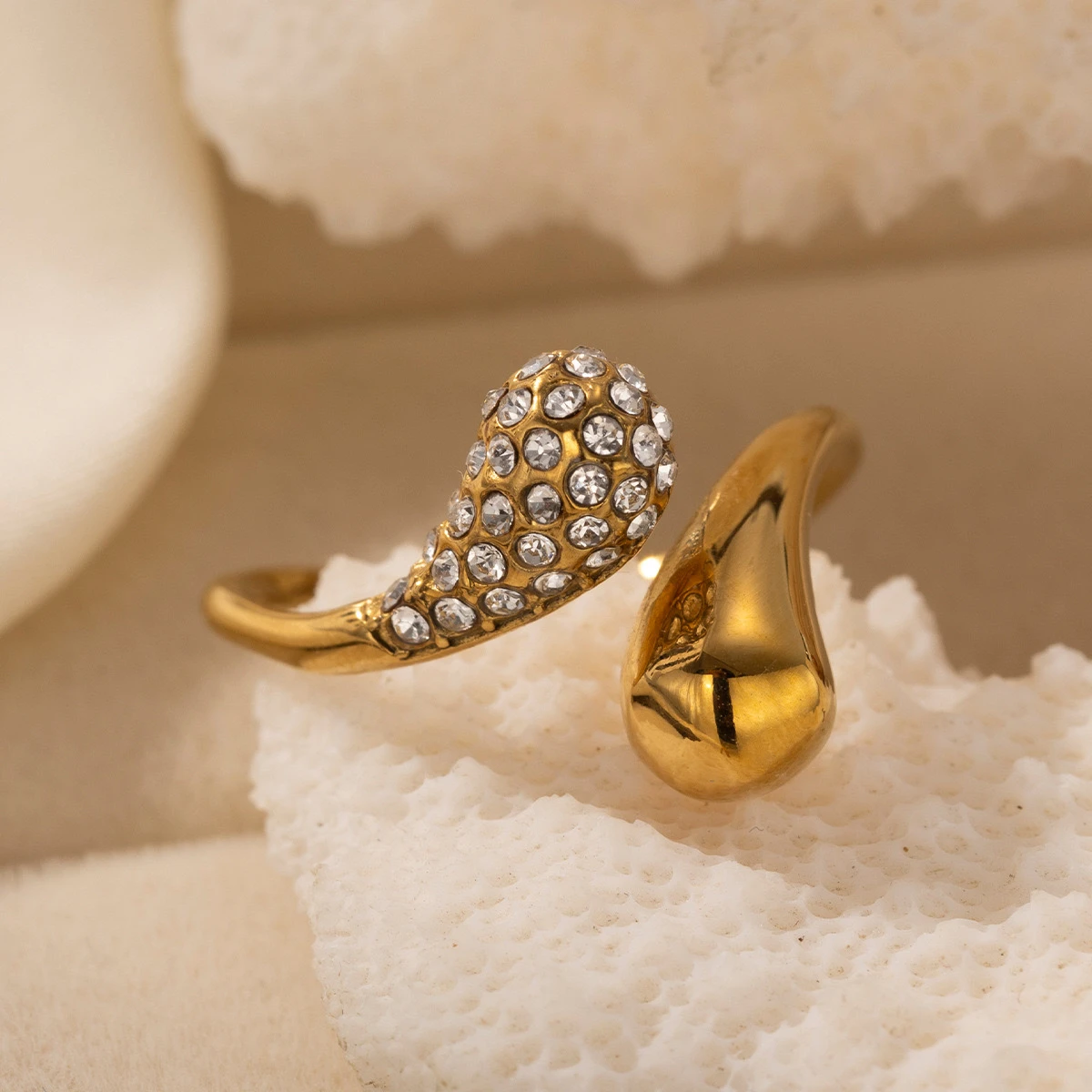 Dual Teardrop Open Wrap Ring